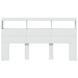 Headboard Cabinet with LED White 180 cm