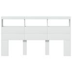 Headboard Cabinet with LED White 180 cm
