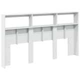 Headboard Cabinet with LED White 180 cm - Low Angle