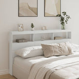 Headboard Cabinet with LED White 180 cm