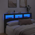 Headboard Cabinet with LED Black 180 cm