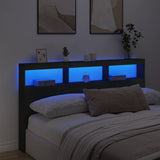 Headboard Cabinet with LED Black 180 cm - Top-Down View