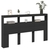 Headboard Cabinet with LED Black 180 cm - 45-Degree Angle