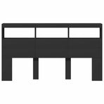 Headboard Cabinet with LED Black 180 cm