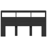Headboard Cabinet with LED Black 180 cm - Rear View