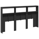 Headboard Cabinet with LED Black 180 cm - Low Angle
