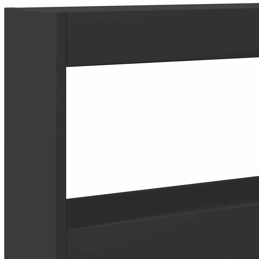 Headboard Cabinet with LED Black 180 cm