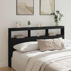 Headboard Cabinet with LED Black 180 cm