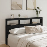 Headboard Cabinet with LED Black 180 cm