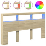 Headboard Cabinet with LED Sonoma Oak 180 cm - Front View