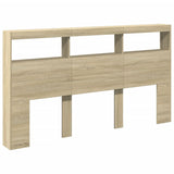Headboard Cabinet with LED Sonoma Oak 180 cm - Side View