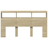 Headboard Cabinet with LED Sonoma Oak 180 cm