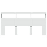 Headboard Cabinet with LED White 200 cm - Top-Down View