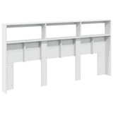 Headboard Cabinet with LED White 200 cm - Rear View