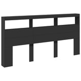 Headboard Cabinet with LED Black 200 cm - Side View