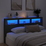 Headboard Cabinet with LED Black 200 cm - Top-Down View