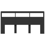Headboard Cabinet with LED Black 200 cm