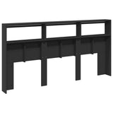 Headboard Cabinet with LED Black 200 cm - Low Angle