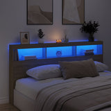 Headboard Cabinet with LED Sonoma Oak 200 cm - Top-Down View