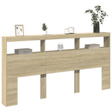 Headboard Cabinet with LED Sonoma Oak 200 cm - 45-Degree Angle