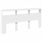 Headboard Cabinet with LED White 220 cm