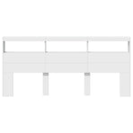 Headboard Cabinet with LED White 220 cm