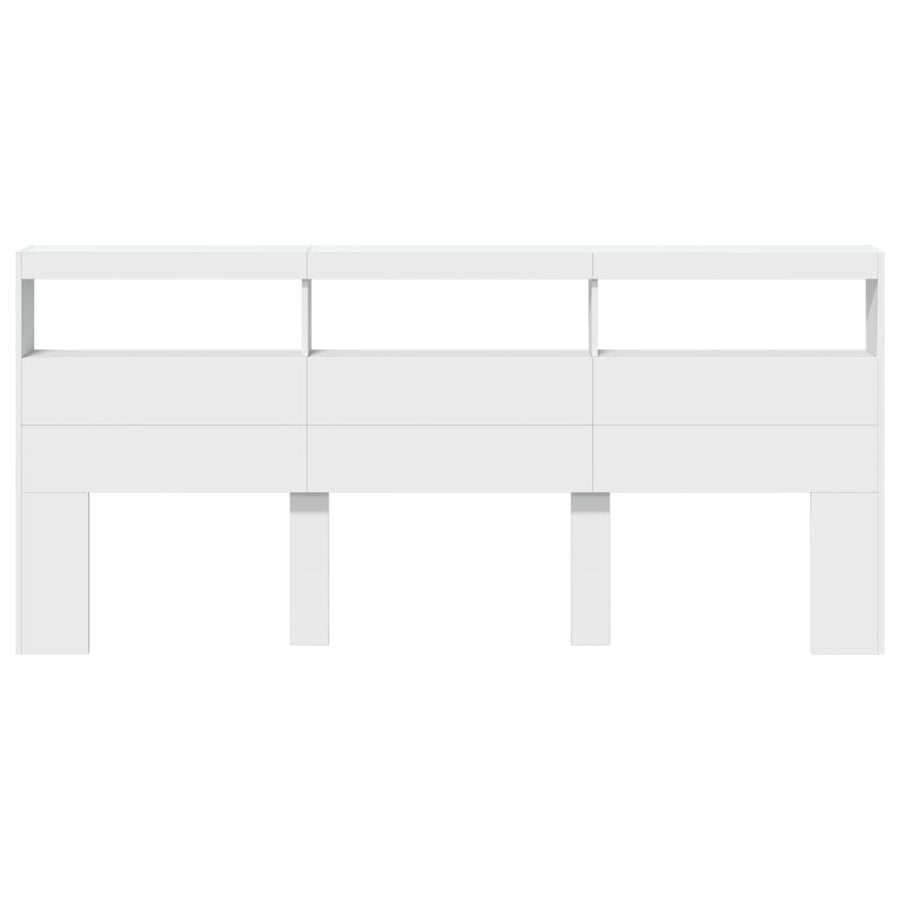 Headboard Cabinet with LED White 220 cm