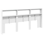 Headboard Cabinet with LED White 220 cm
