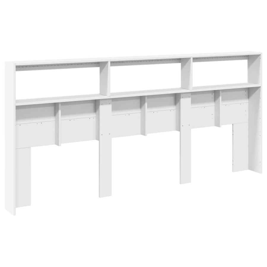 Headboard Cabinet with LED White 220 cm