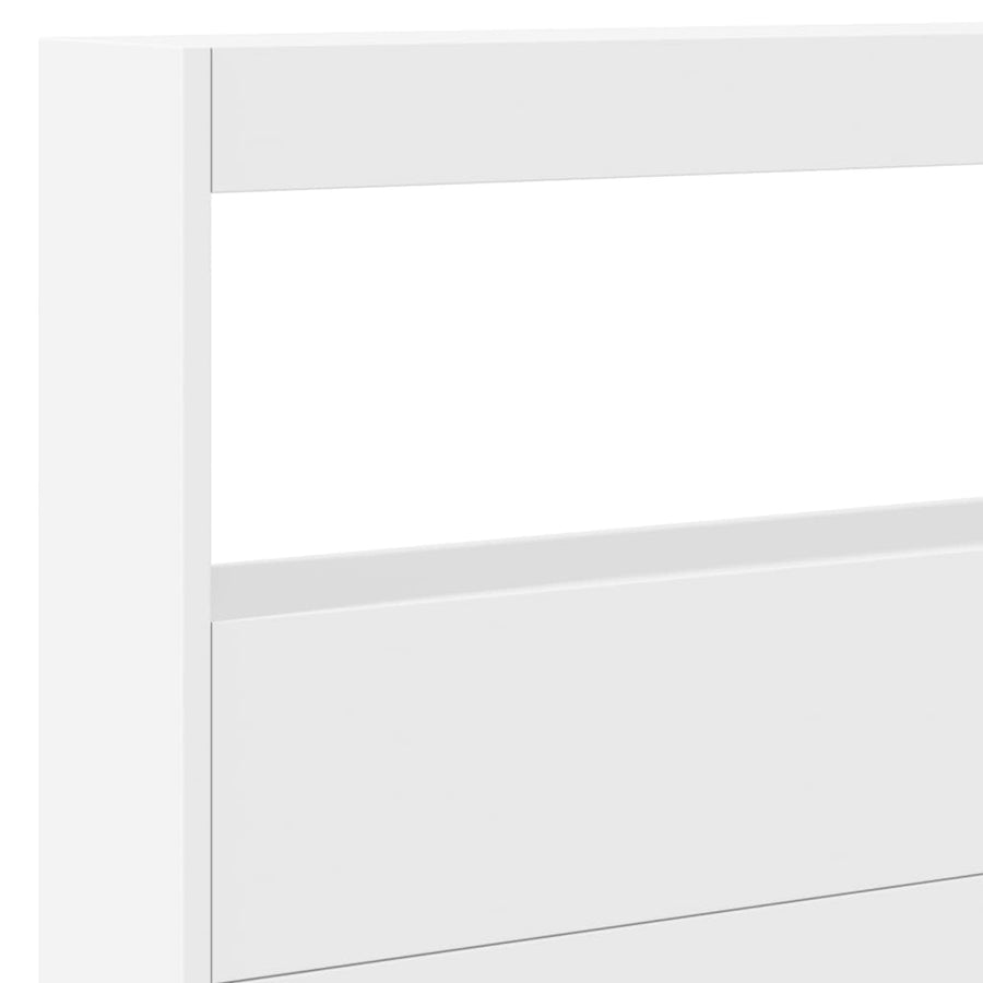 Headboard Cabinet with LED White 220 cm