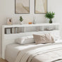 Headboard Cabinet with LED White 220 cm