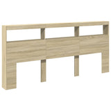 Headboard Cabinet with LED Sonoma Oak 220 cm - Side View