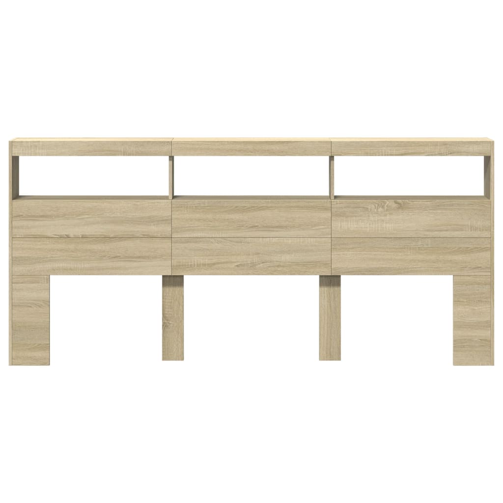 Headboard Cabinet with LED Sonoma Oak 220 cm