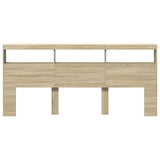 Headboard Cabinet with LED Sonoma Oak 220 cm - Rear View