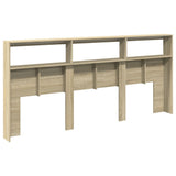 Headboard Cabinet with LED Sonoma Oak 220 cm - Low Angle