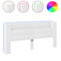 Headboard Cabinet with LED White 220 cm