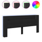 Headboard Cabinet with LED Black 220 cm