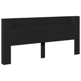 Headboard Cabinet with LED Black 220x16.5x103.5 cm