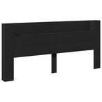 Headboard Cabinet with LED Black 220 cm