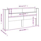 Headboard Cabinet with LED Black 220x16.5x103.5 cm - Low Angle
