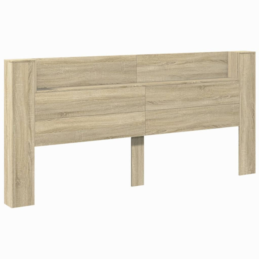 Headboard Cabinet with LED Sonoma Oak 220 cm