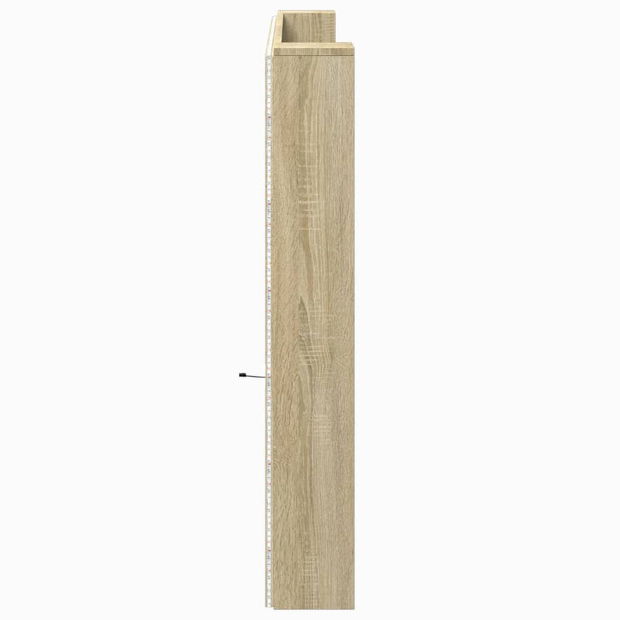 Headboard Cabinet with LED Sonoma Oak 220 cm