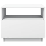 Coffee Table with LED Lights White 50x49x40 cm - Close-Up Angle