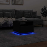 Coffee Table with LED Lights Black 50x49x40 cm - 45-Degree Angle