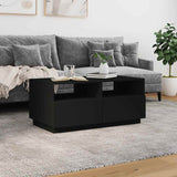 Coffee Table with LED Lights Black 90x49x40 cm - Top-Down View