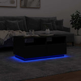 Coffee Table with LED Lights Black 90x49x40 cm