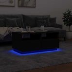 Coffee Table with LED Lights Black 90x49x40 cm