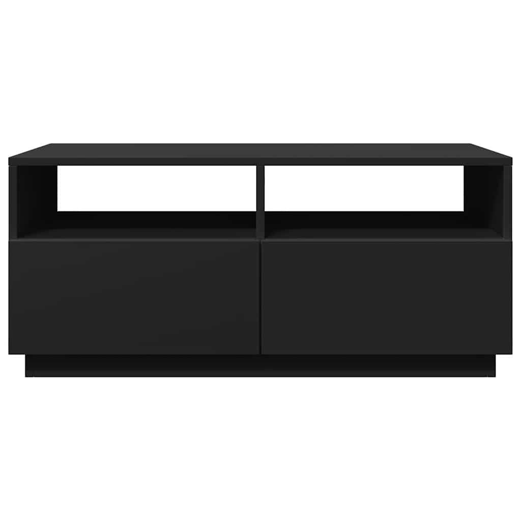 Coffee Table with LED Lights Black 90x49x40 cm
