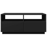 Coffee Table with LED Lights Black 90x49x40 cm