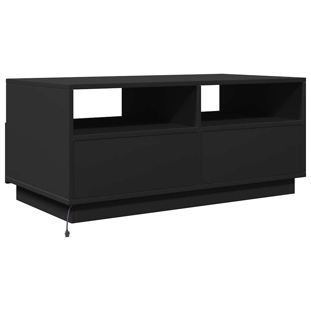 Coffee Table with LED Lights Black 90x49x40 cm